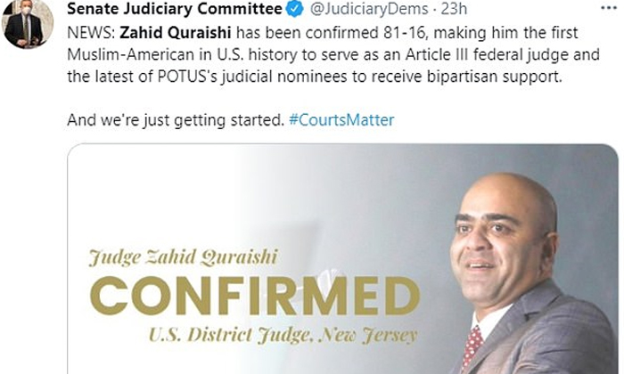 Telugu Federal Judge, Joe Biden, New Jersey, Pakistan, Republicans Democrats, Senator Robert Menendez, Zahid Qureshi-Telugu NRI Telugu Federal Judge, Joe Biden, New Jersey, Pakistan, Republicans Democrats, Senator Robert Menendez, Zahid Qureshi-Telugu NRI