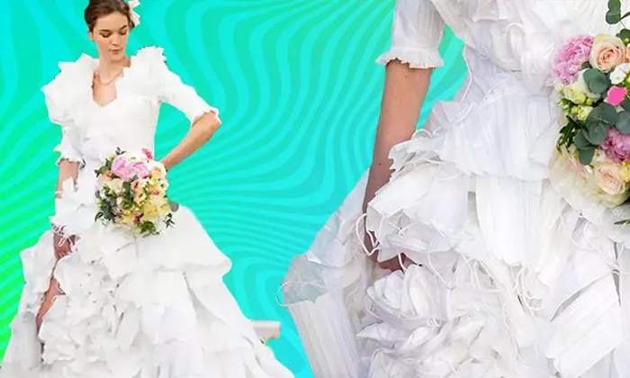 Telugu Celebrations, England, Gown, Marriages, Uk, Viral Wedding Dress, Wedding Dress, Wedding Dress With Used Masks-Latest News - Telugu Telugu Celebrations, England, Gown, Marriages, Uk, Viral Wedding Dress, Wedding Dress, Wedding Dress With Used Masks-Latest News - Telugu