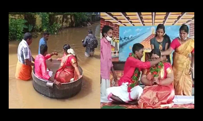 Telugu Aishwarya, Akash, Couples Travel In Utensils, Function Hall, Kerala Floods, Social Media, Viral Video, Viral Wedding, Wedding-Latest News - Telugu Telugu Aishwarya, Akash, Couples Travel In Utensils, Function Hall, Kerala Floods, Social Media, Viral Video, Viral Wedding, Wedding-Latest News - Telugu
